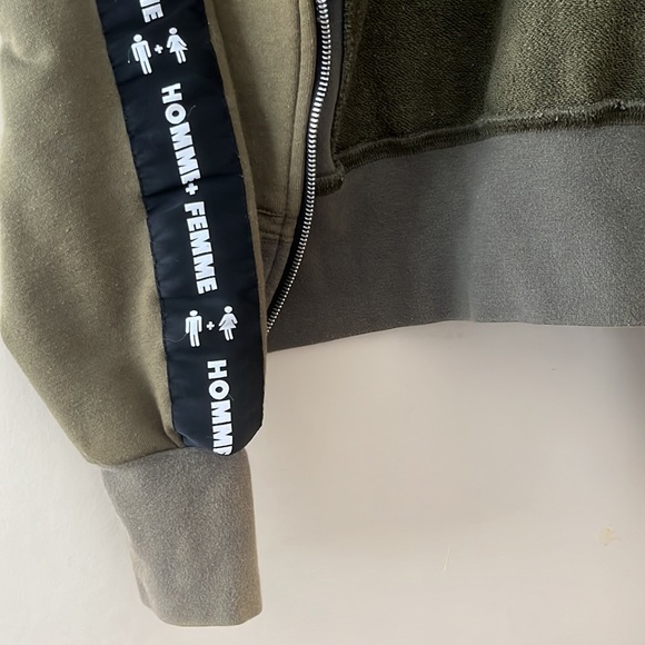 Homme & Femme olive green zip up hoodie - Picture 3 of 6